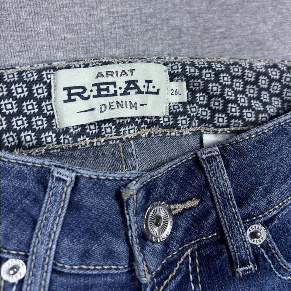 Ariat Real Skinny Jeans Women's 26L Blue Mid Rise Med Wash Stretchy Denim - Picture 4 of 7